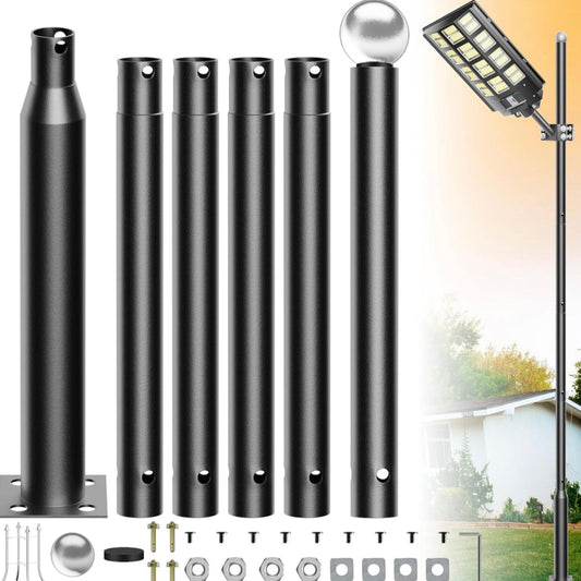 Lighteme 20Ft Commercial Grade Street/Parking/Flag Light Pole, Q235 Galvanized + Cage  1-Pack