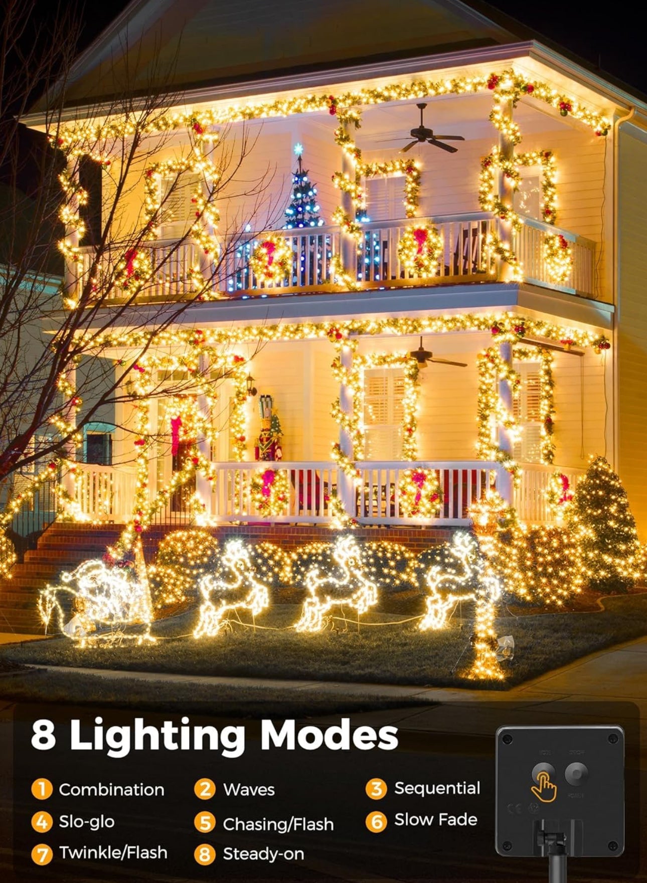 Lighteme 33Ft Solar-LED-Lichterkette 100LED Hellgrünes Kabel 