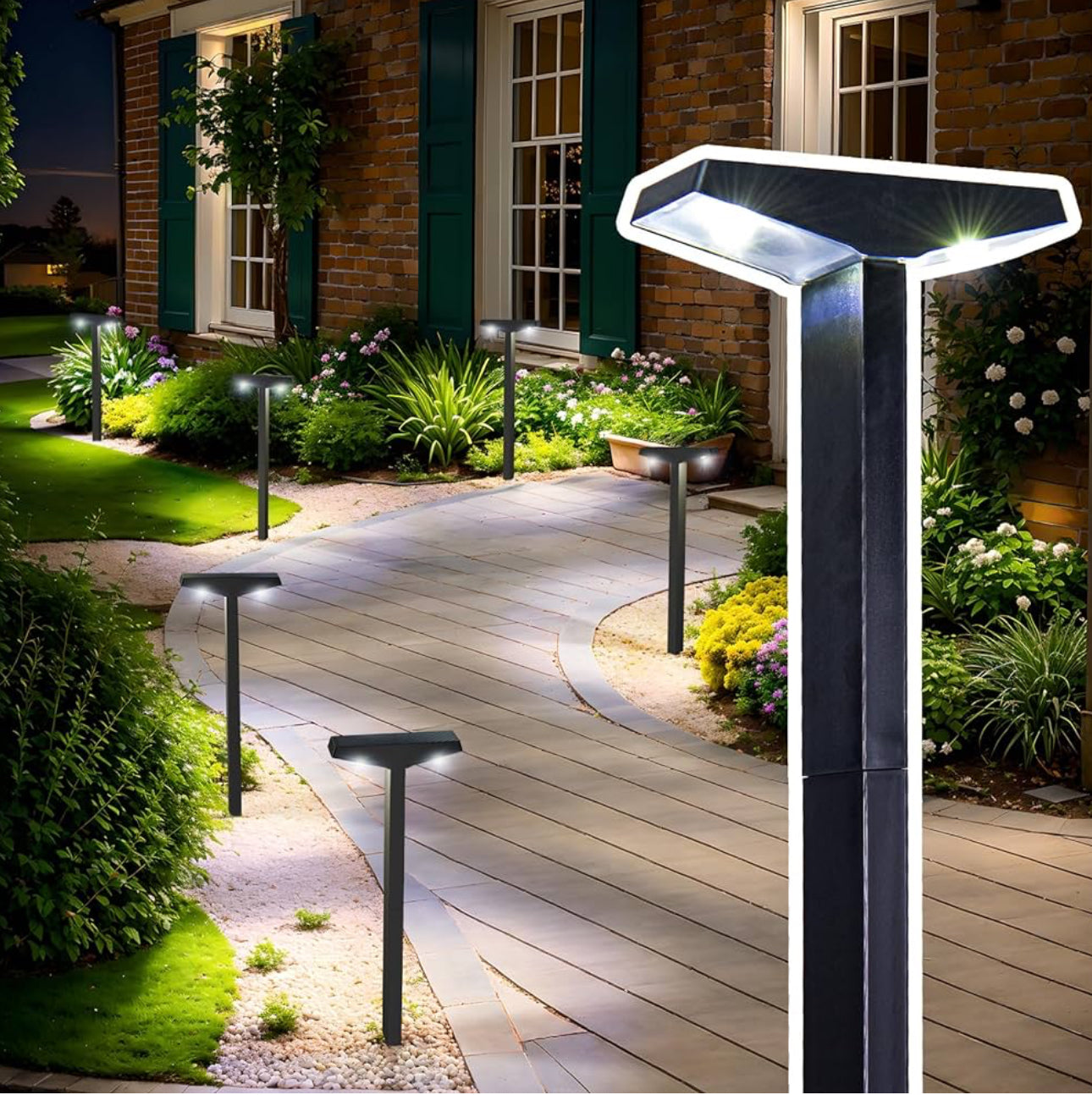 Lighteme Solar Modern Pathway Lights, 6 Pack -15 Lumen