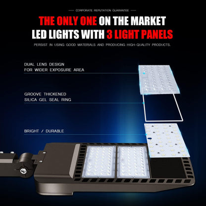 Lighteme 300W LED Parking Light Rigid Wire Slip Fitter Mount Dusk to Dawn LED Outdoor Lighting Outdoor Flood Light Commercial IP65 Waterproof