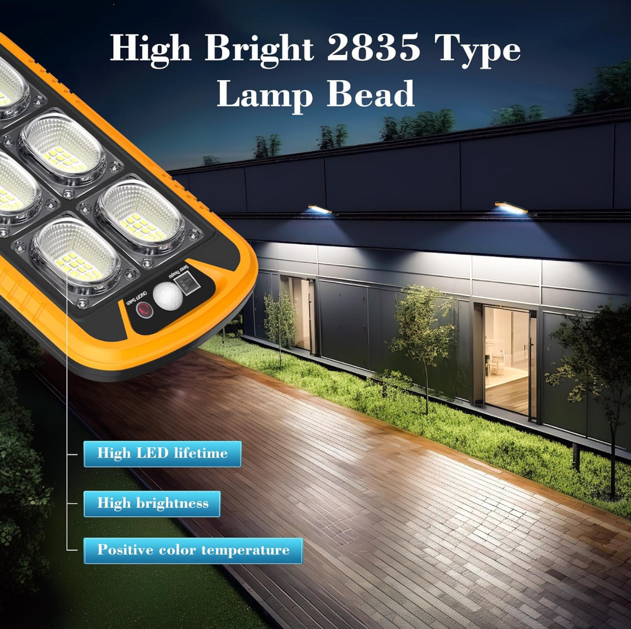 Lighteme SmartYard Solarleuchten mit Bewegungsmelder für den Außenbereich, 7000 K Solar-Straßenlaternen mit Fernbedienung, Flutlicht für den Außenbereich von der Dämmerung bis zum Morgengrauen, wasserdichtes Sicherheitslicht nach IP65 (4er-Pack)