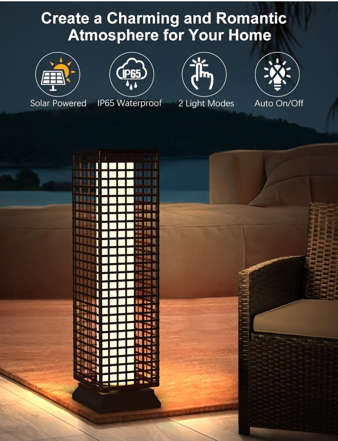 Lampadaire solaire d'extérieur Lighteme de 28 pi avec 2 modes d'éclairage