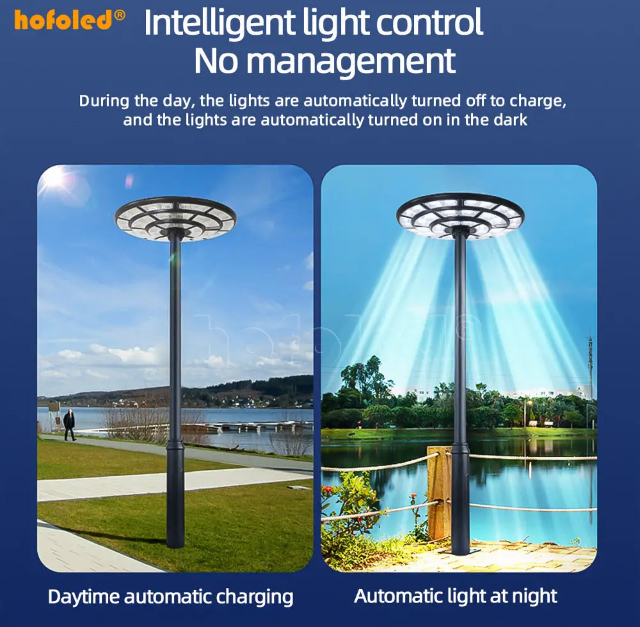Lighteme 2500W Solar-Außenleuchte UFO Gartenmast und Wandstraßenlaternen für Haus, Hof, Bauernhäuser mit Fernbedienung