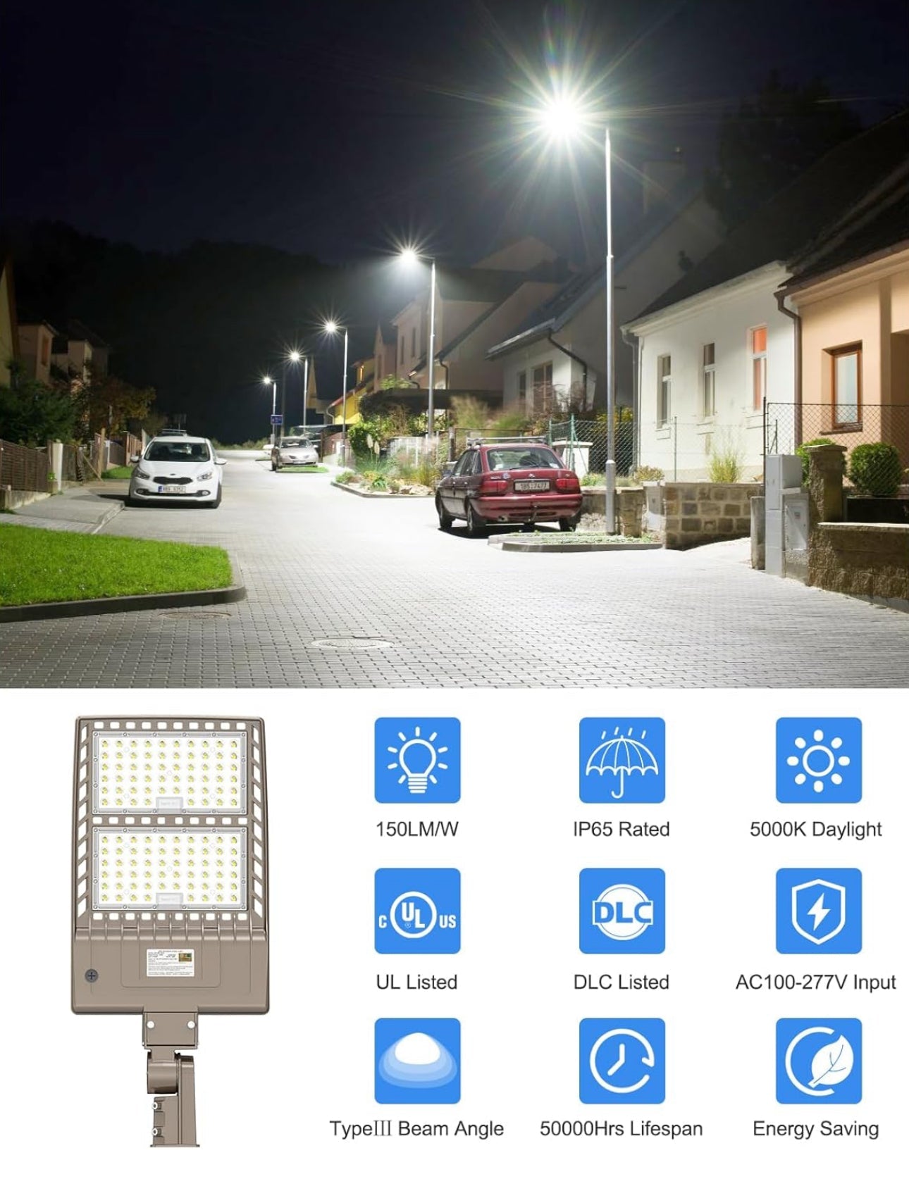 Éclairage de stationnement LED Lighteme 320 W, câblé, 48 000 lm, fil chaud, homologué UL, éclairage de poteau de stationnement LED de qualité industrielle, 5 000 K, étanche IP65 