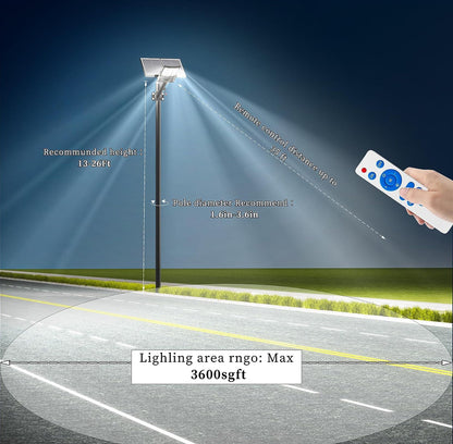 Lighteme 6500 W Solar-Straßenlaternen für den Außenbereich, 500.000 lm, leistungsstarke kommerzielle Parkplatzbeleuchtung, 6500 K, Dämmerung bis Morgengrauen, mit Fernbedienung 