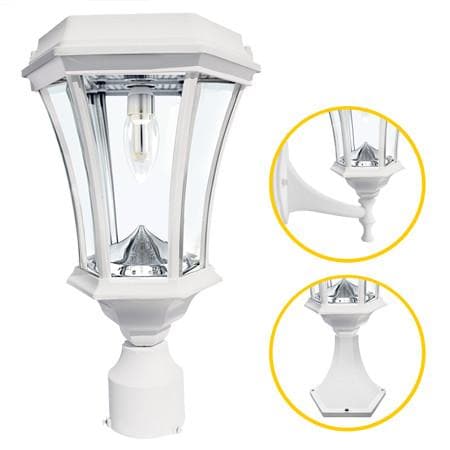 Lampadaire solaire blanc Lighteme - Lampe solaire à ampoule