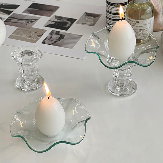 Bougeoir Lighteme en verre ondulé