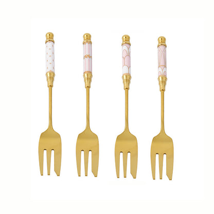 Lighteme Glorious Dessertlöffel und -gabel mit Keramikgriff