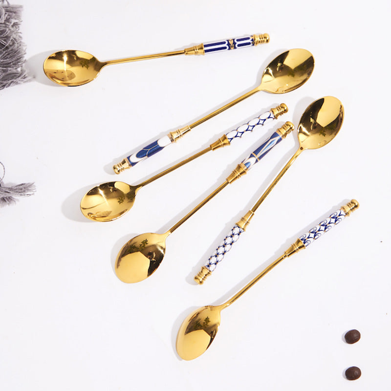 Lighteme Glorious Dessertlöffel und -gabel mit Keramikgriff