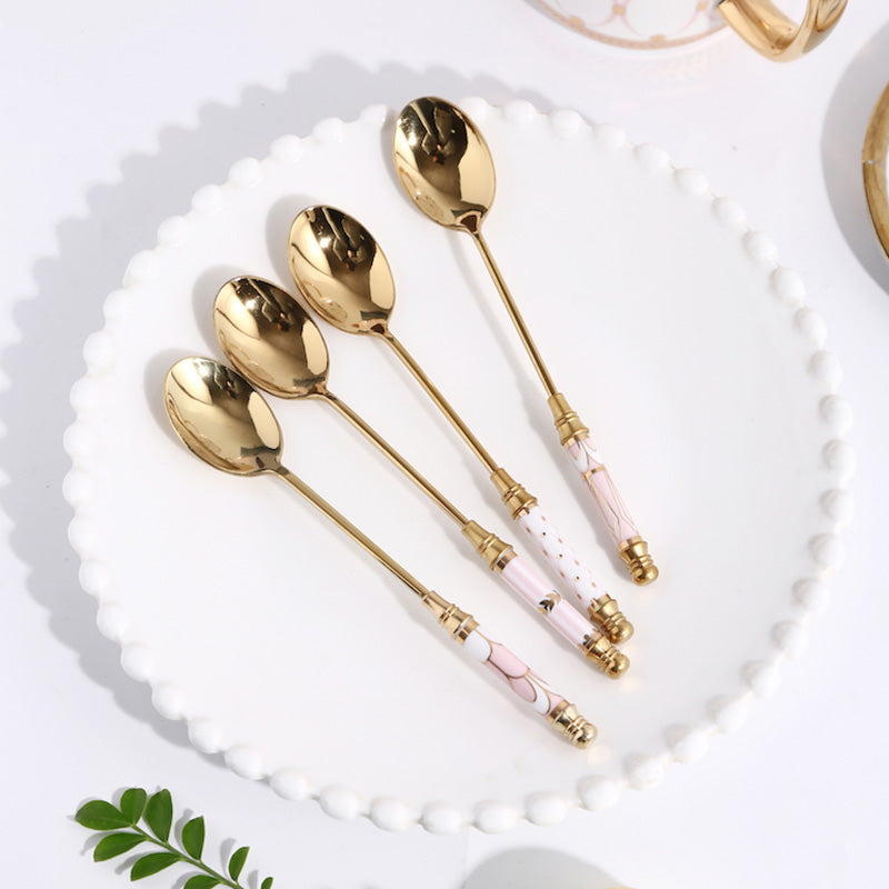 Lighteme Glorious Dessertlöffel und -gabel mit Keramikgriff