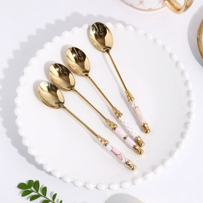 Lighteme Glorious Dessertlöffel und -gabel mit Keramikgriff