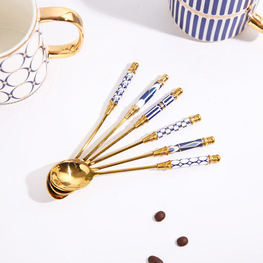 Lighteme Glorious Dessertlöffel und -gabel mit Keramikgriff
