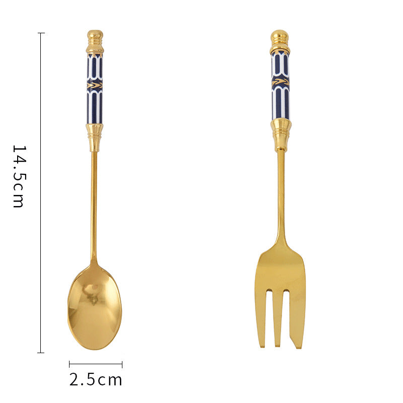 Lighteme Glorious Dessertlöffel und -gabel mit Keramikgriff