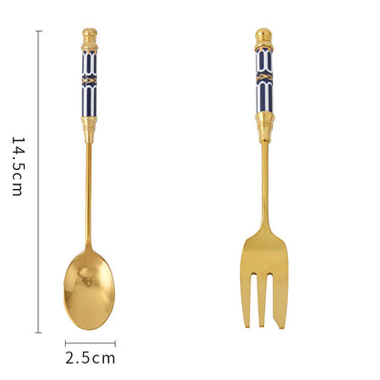Lighteme Glorious Dessertlöffel und -gabel mit Keramikgriff