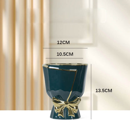 Lighteme Keramikvase mit Goldrand und Schleife