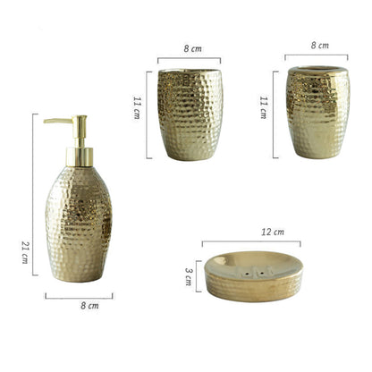 Lighteme Badezimmerset aus Keramik mit Goldprägung