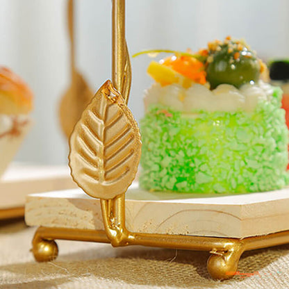 Lighteme Dessertständer mit goldenem Vogel und Blatt