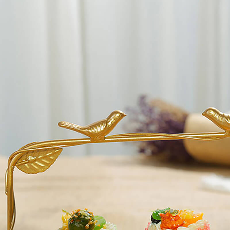 Lighteme Dessertständer mit goldenem Vogel und Blatt