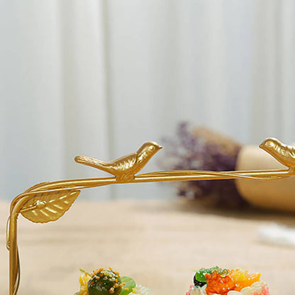 Lighteme Dessertständer mit goldenem Vogel und Blatt