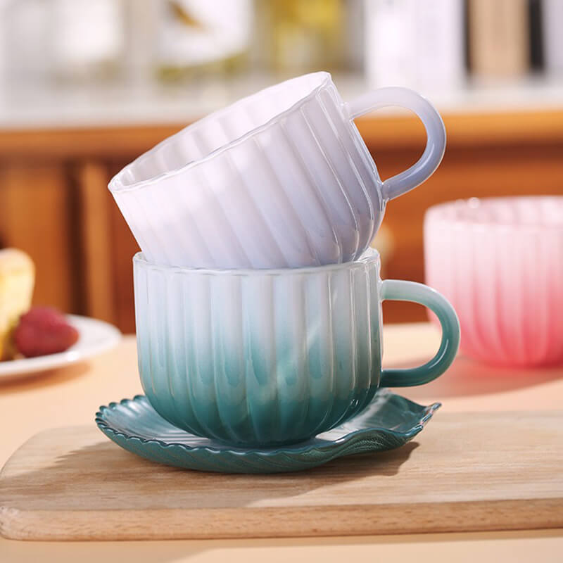 Tasse et soucoupe en verre dégradé Lighteme