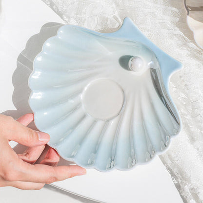 Lighteme Tasse und Untertasse mit Perlen-Muschelmuster und Farbverlauf