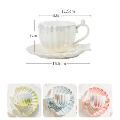 Lighteme Tasse und Untertasse mit Perlen-Muschelmuster und Farbverlauf