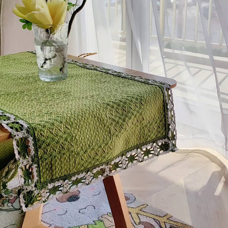 Chemin de table Lighteme Grid en coton macramé
