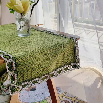 Chemin de table Lighteme Grid en coton macramé