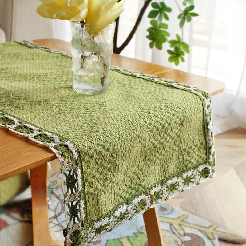 Chemin de table Lighteme Grid en coton macramé