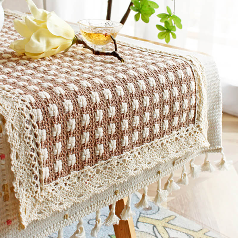 Chemin de table Lighteme Grid en coton macramé