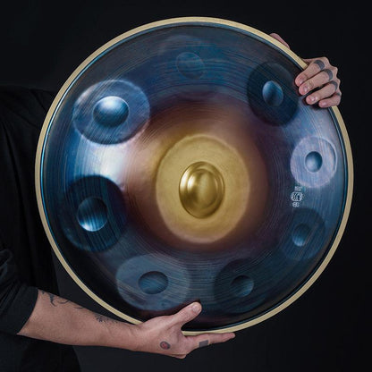 HLURU Handgemacht Kurd D-Moll 22 Zoll 9/10 Noten Rotation Handpan Drums aus 1.2mm Nitridstahl