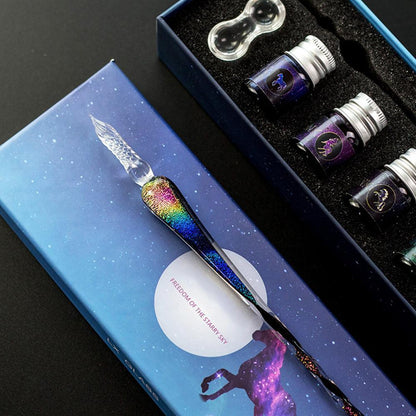 Lighteme Handgefertigter Kalligraphiestift und Farbset aus Kristall