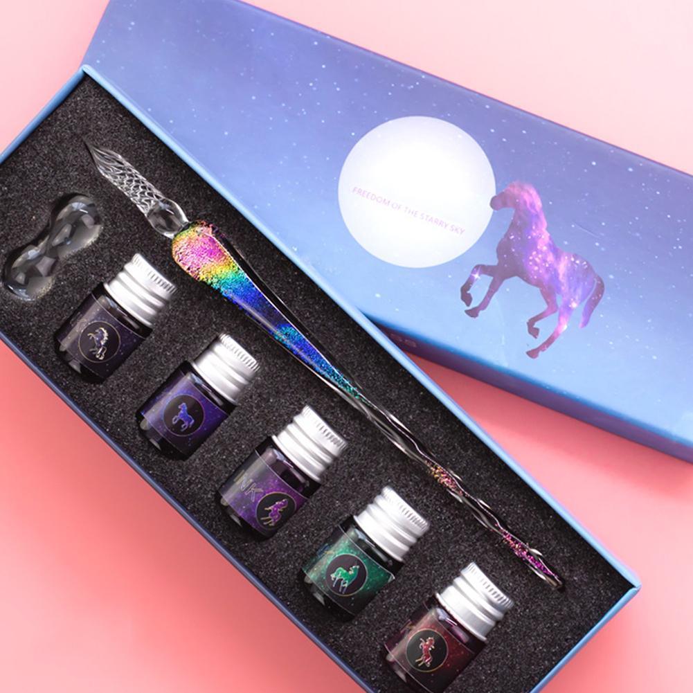 Lighteme Handgefertigter Kalligraphiestift und Farbset aus Kristall