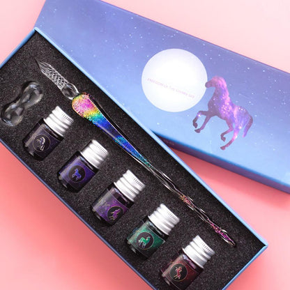Lighteme Handgefertigter Kalligraphiestift und Farbset aus Kristall