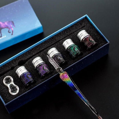 Lighteme Handgefertigter Kalligraphiestift und Farbset aus Kristall