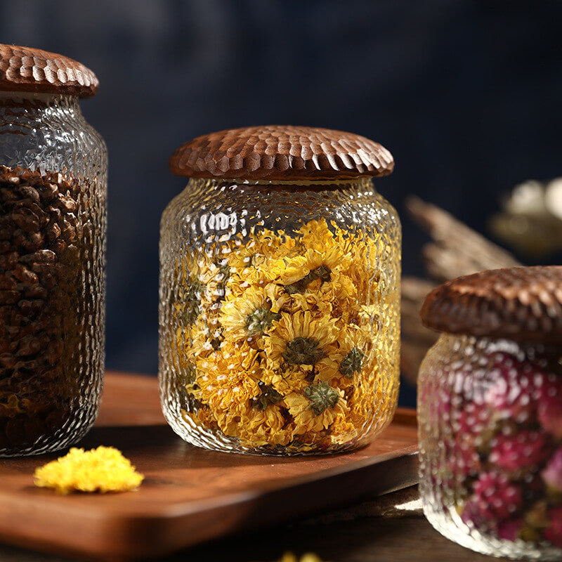 Lighteme Hammered Glass Storage Jar