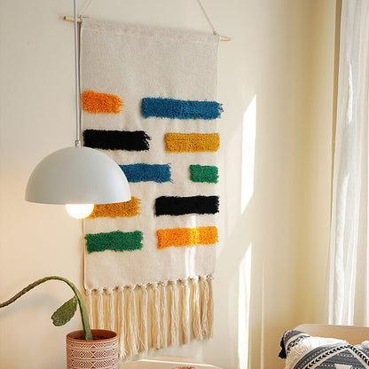 Lighteme Hand Woven Geometric Pattern Tassel Wall Hanging