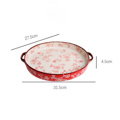 Lighteme Handpainted Cherry Blossom Ceramic Baking Pan