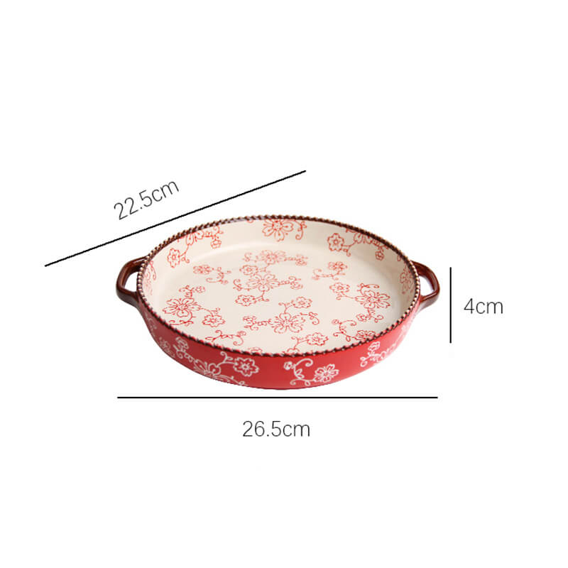 Lighteme Handpainted Cherry Blossom Ceramic Baking Pan