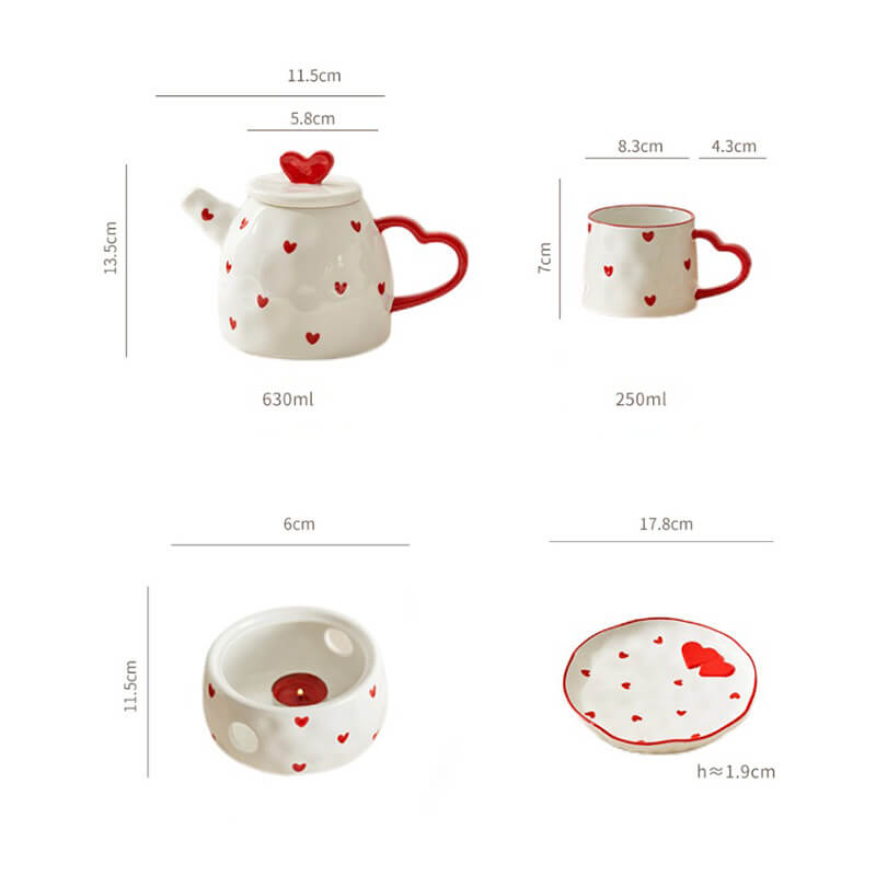 Lighteme Heart Ceramic Teapot Set