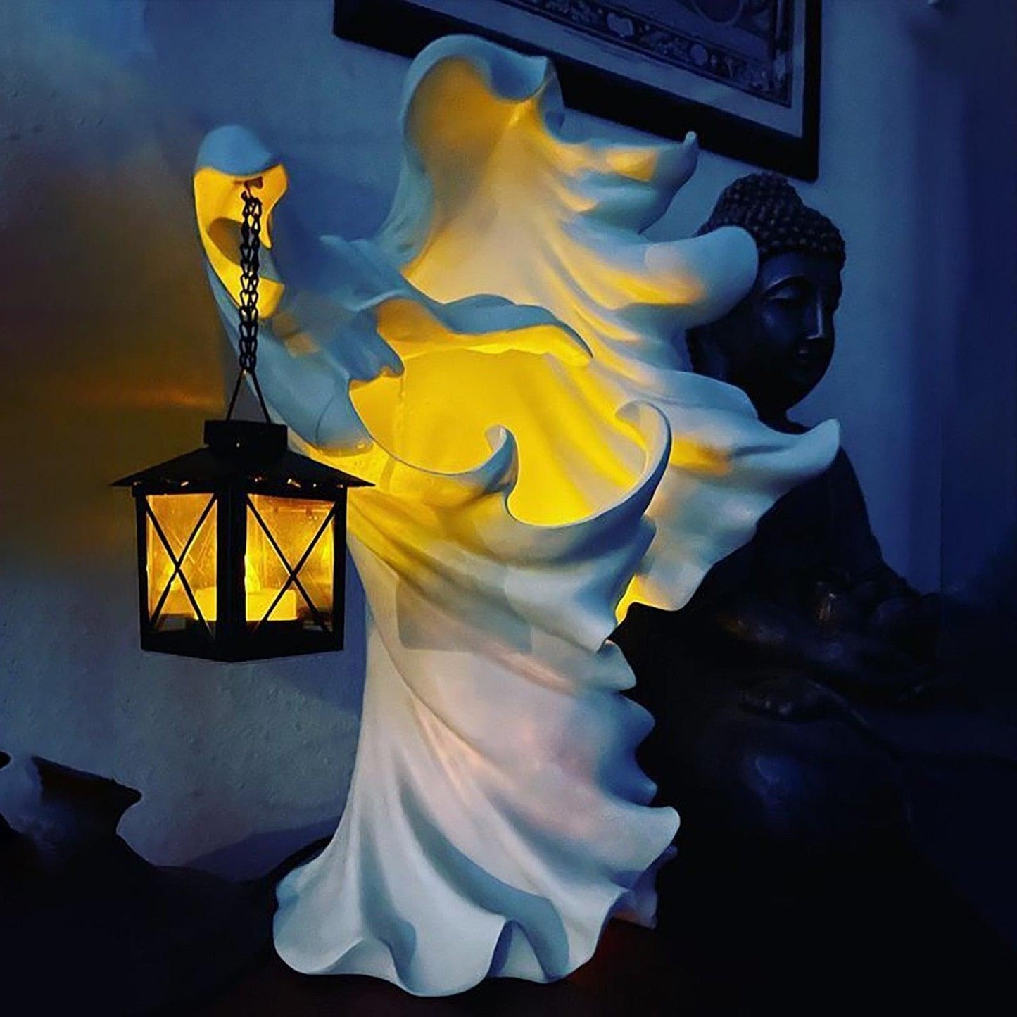Statue en résine Lighteme de sorcière/fantôme d'Halloween