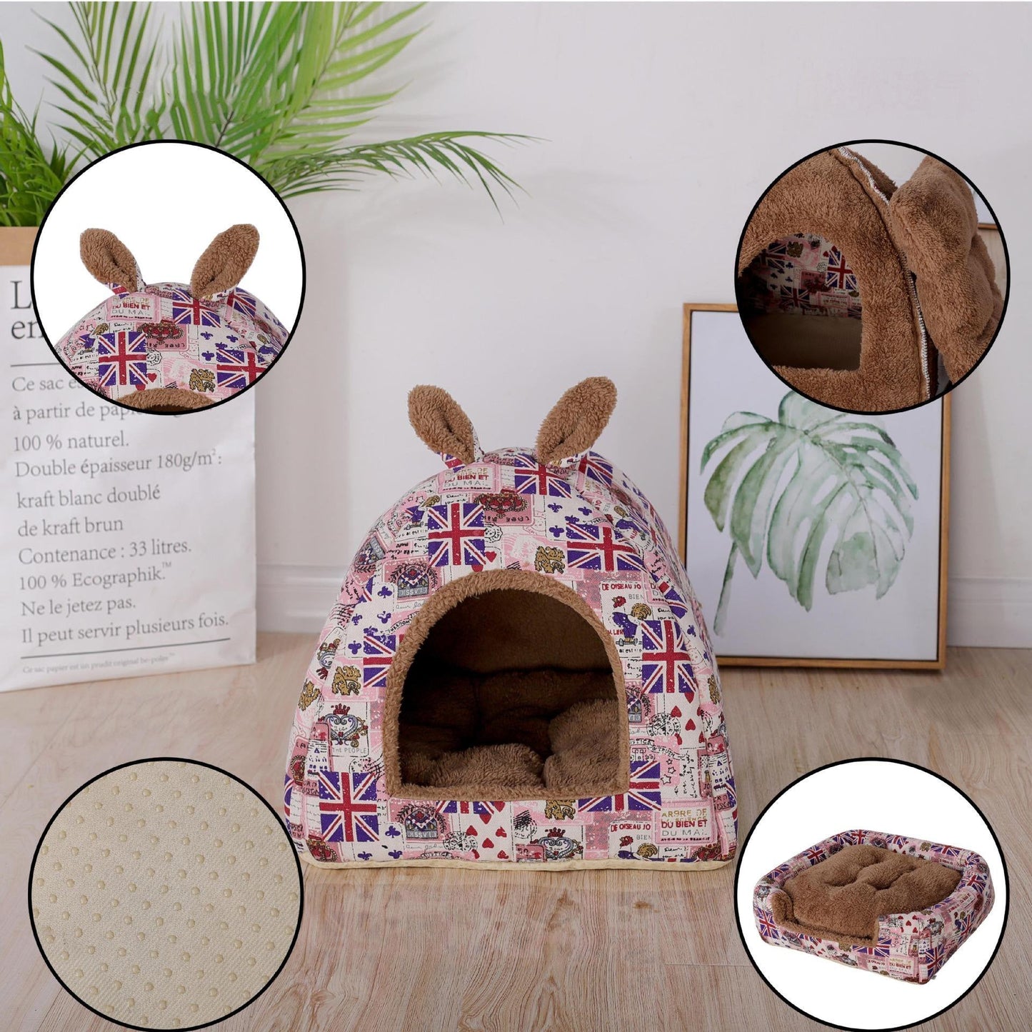 Lighteme Hot Fleece Soft Yurt Home Hundebett mit Matte (2 Farben &amp; 3 Größen)