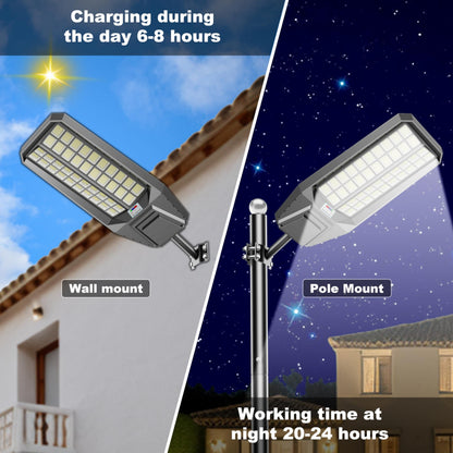Lighteme 4000 W Solar-Straßenlaterne, 7000 K, 800000 lm, automatisches Ein-/Ausschalten, Dämmerung bis Morgengrauen, IP67, wasserdicht, Bewegungssensor 