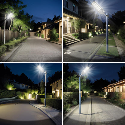Lighteme 4000 W Solar-Straßenlaterne, 7000 K, 800000 lm, automatisches Ein-/Ausschalten, Dämmerung bis Morgengrauen, IP67, wasserdicht, Bewegungssensor 