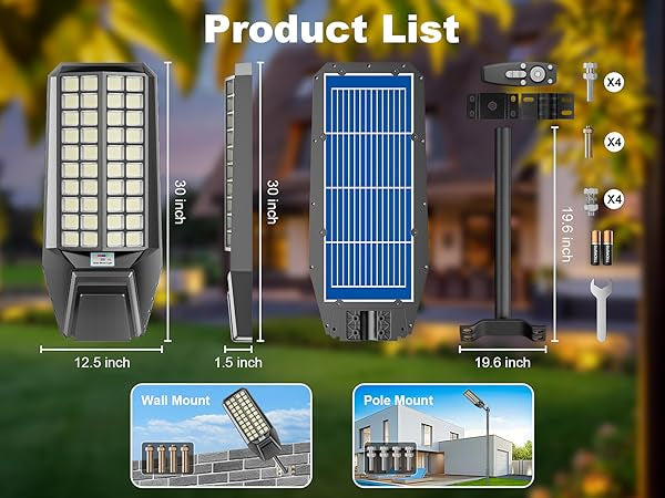 Lighteme 4000 W Solar-Straßenlaterne, 7000 K, 800000 lm, automatisches Ein-/Ausschalten, Dämmerung bis Morgengrauen, IP67, wasserdicht, Bewegungssensor 