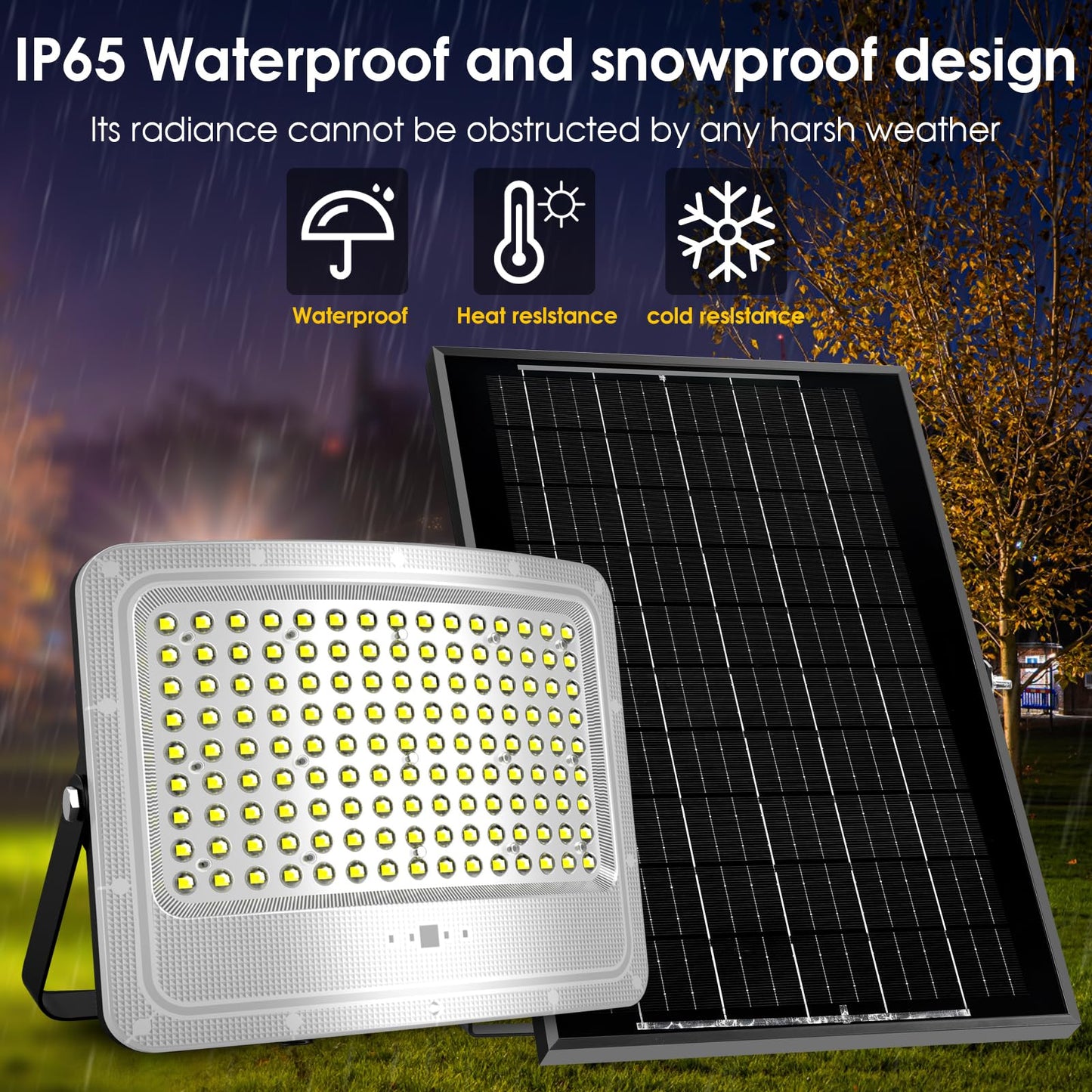 Lighteme 2000 W LED-Solarflutlicht, 242 LED-Straßenflutlicht, wasserdicht mit Fernbedienung und 16,4 Fuß Kabel 