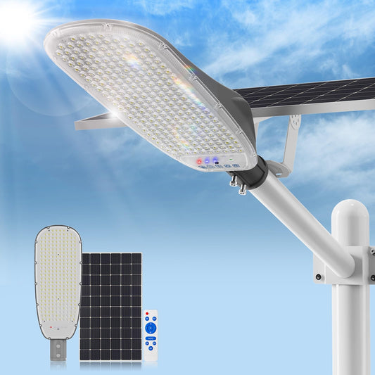 Lighteme 4000 W Solar-Straßenlaternen für den Außenbereich, 400.000 lm, ultrahelle Solar-Parkplatzbeleuchtung von der Dämmerung bis zum Morgengrauen, robuster Split-Typ
