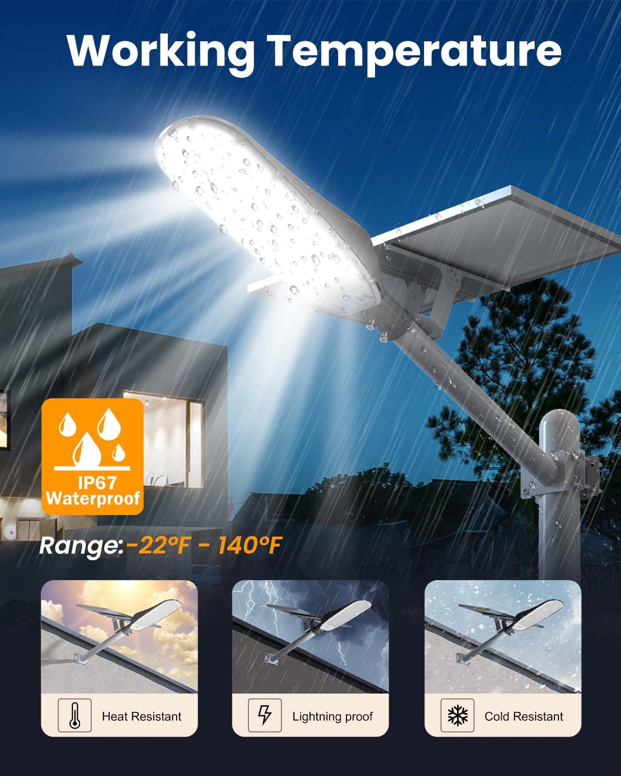 Lighteme 4000 W Solar-Straßenlaternen für den Außenbereich, 400.000 lm, ultrahelle Solar-Parkplatzbeleuchtung von der Dämmerung bis zum Morgengrauen, robuster Split-Typ