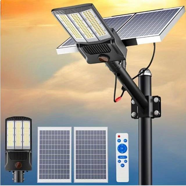 Lighteme 6500 W Solar-Straßenlaternen für den Außenbereich, 500.000 lm, leistungsstarke kommerzielle Parkplatzbeleuchtung, 6500 K, Dämmerung bis Morgengrauen, mit Fernbedienung 