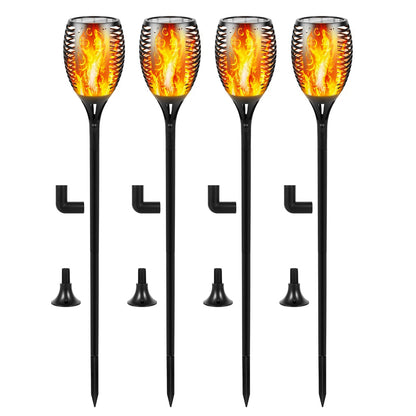 Lighteme Solar-LED-Flammenlampe, Rasenflamme, flackernde Fackel, Feuer im Freien, 96 LED-Leuchten, 4er-Pack